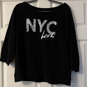 New York & Company Black Sweatshirt with Silver Accents